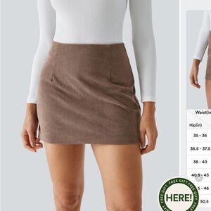 Halara Viral Brown Corduroy Mini Skirt with Built In Shorts XL NWOT